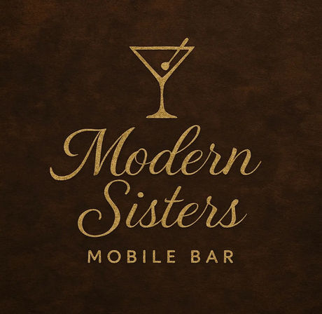 Gold foil martini-glass logo above elegant cursive lettering and "Mobile Bar" text on a dark brown leather-texture background — stylish mobile bar branding