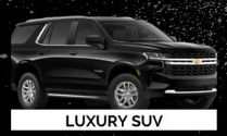 Sleek black luxury SUV on a dark studio backdrop with bold 'LUXURY SUV' label below — ideal for luxury car listings and dealership promotions.