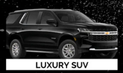Sleek black luxury SUV on a dark studio backdrop with bold 'LUXURY SUV' label below — ideal for luxury car listings and dealership promotions.