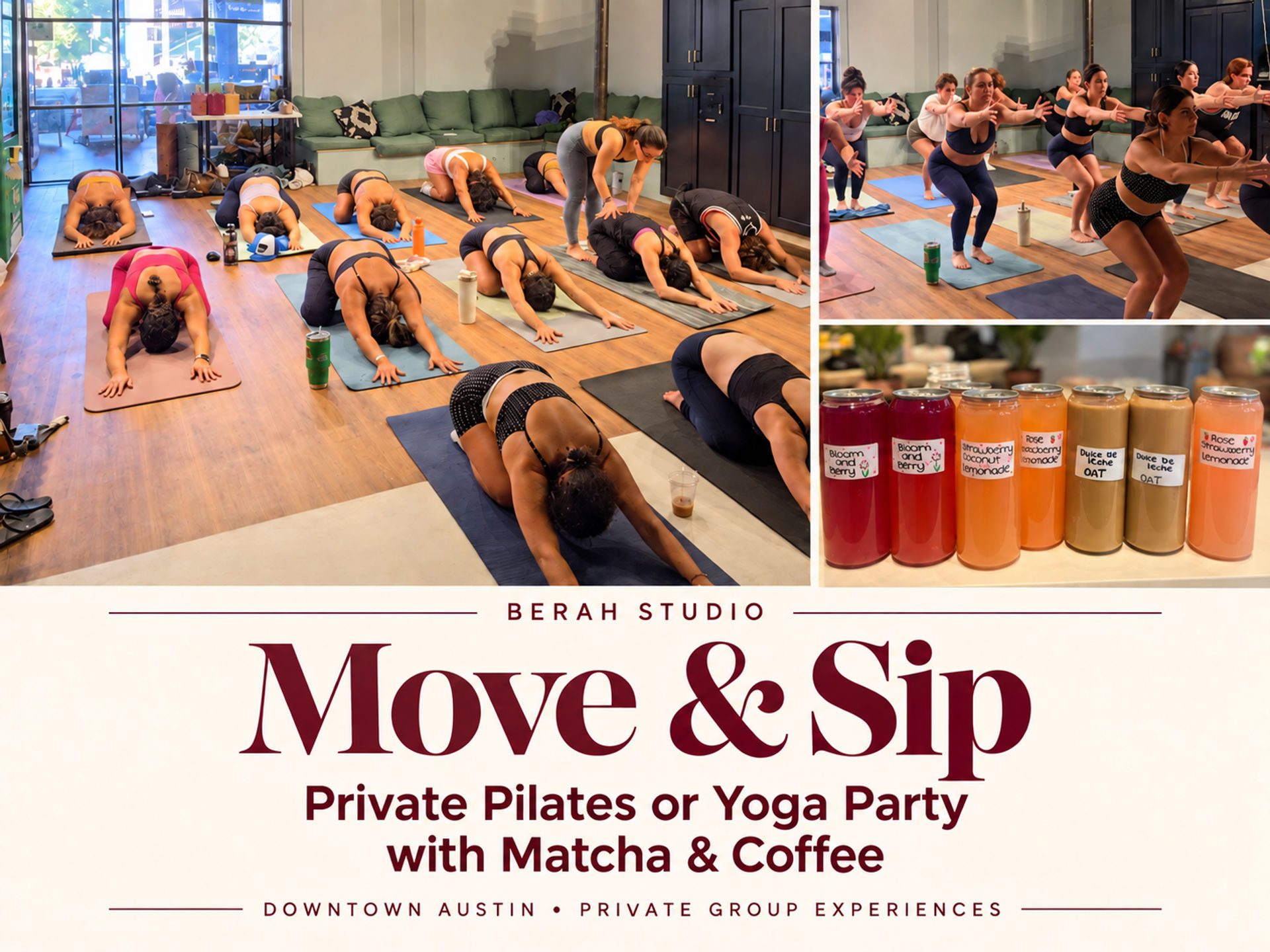 Move & Sip: Private Pilates or Yoga Party with Matcha & Coffee image 1