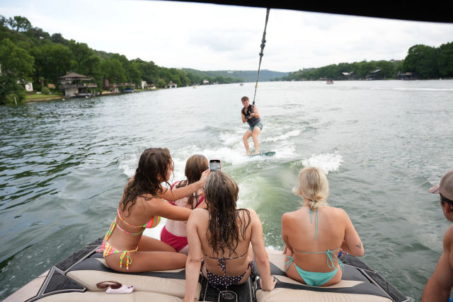 Wakesurfing on Lake Austin with Austin Premier Boat image 3