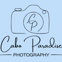Sky-blue logo with sketch-style camera, circular 'CP' initials, flowing script name and bold 'PHOTOGRAPHY' text — beachy coastal photography vibe.