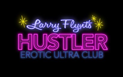 Retro neon nightclub sign on black background: blue cursive name above a bold pink neon headline, smaller blue tagline reading “Erotic Ultra Club,” and yellow starburst accents.