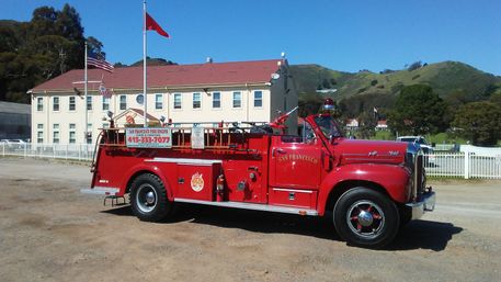 Open Top Vintage Fire Engine Over the Golden Gate Bridge image