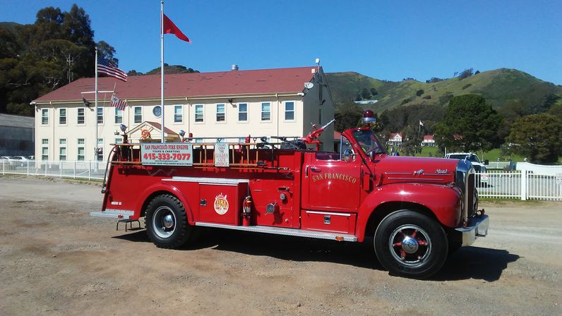Open Top Vintage Fire Engine Over the Golden Gate Bridge image 1