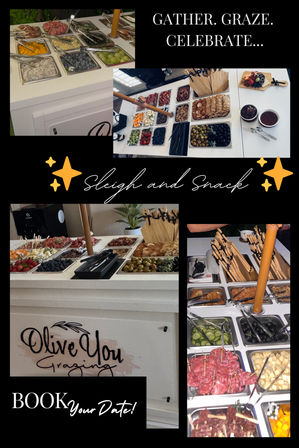 Colorful charcuterie grazing station with trays of olives, cheeses, cured meats, berries, crackers and dips arranged on a white mobile cart—perfect for parties and event catering.
