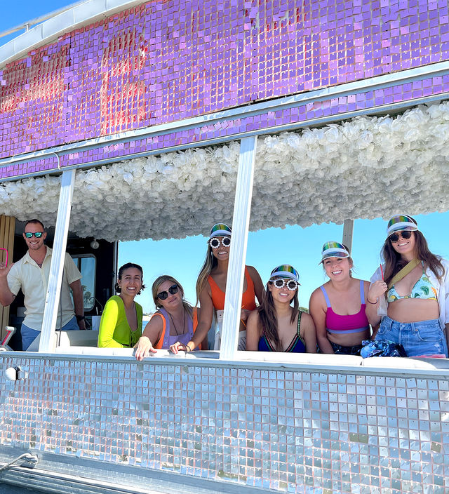 Iconic Pink BYOB Carousel Boat Experience with Upper Terrace, Carousel Horse Prop, and more image 3