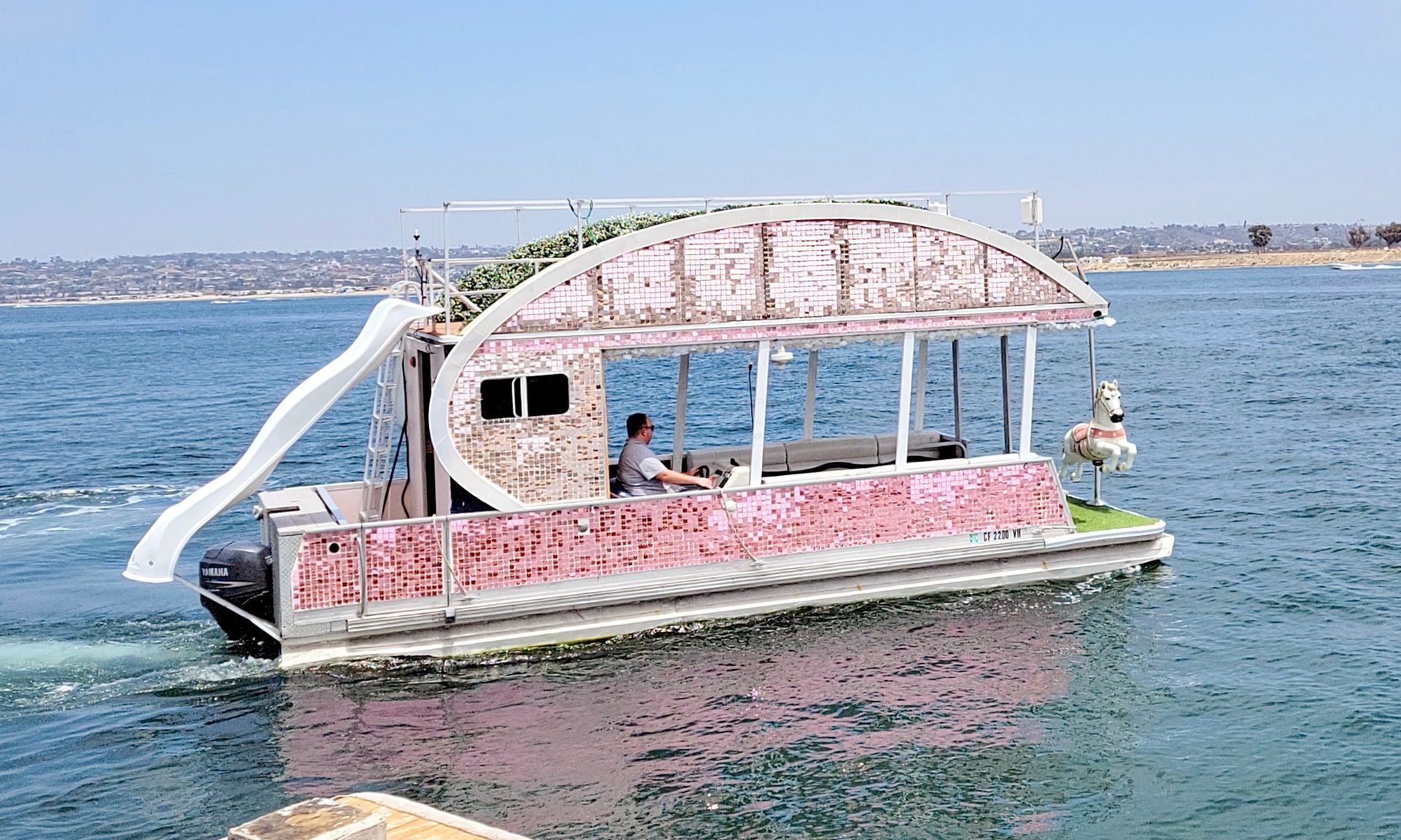 Iconic Pink BYOB Carousel Boat Experience with Upper Terrace, Carousel Horse Prop, and more image 1