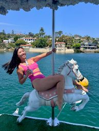 Iconic Pink BYOB Carousel Boat Experience with Upper Terrace, Carousel Horse Prop, and more image 12