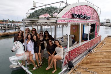 Iconic Pink BYOB Carousel Boat Experience with Upper Terrace, Carousel Horse Prop, and more image 18