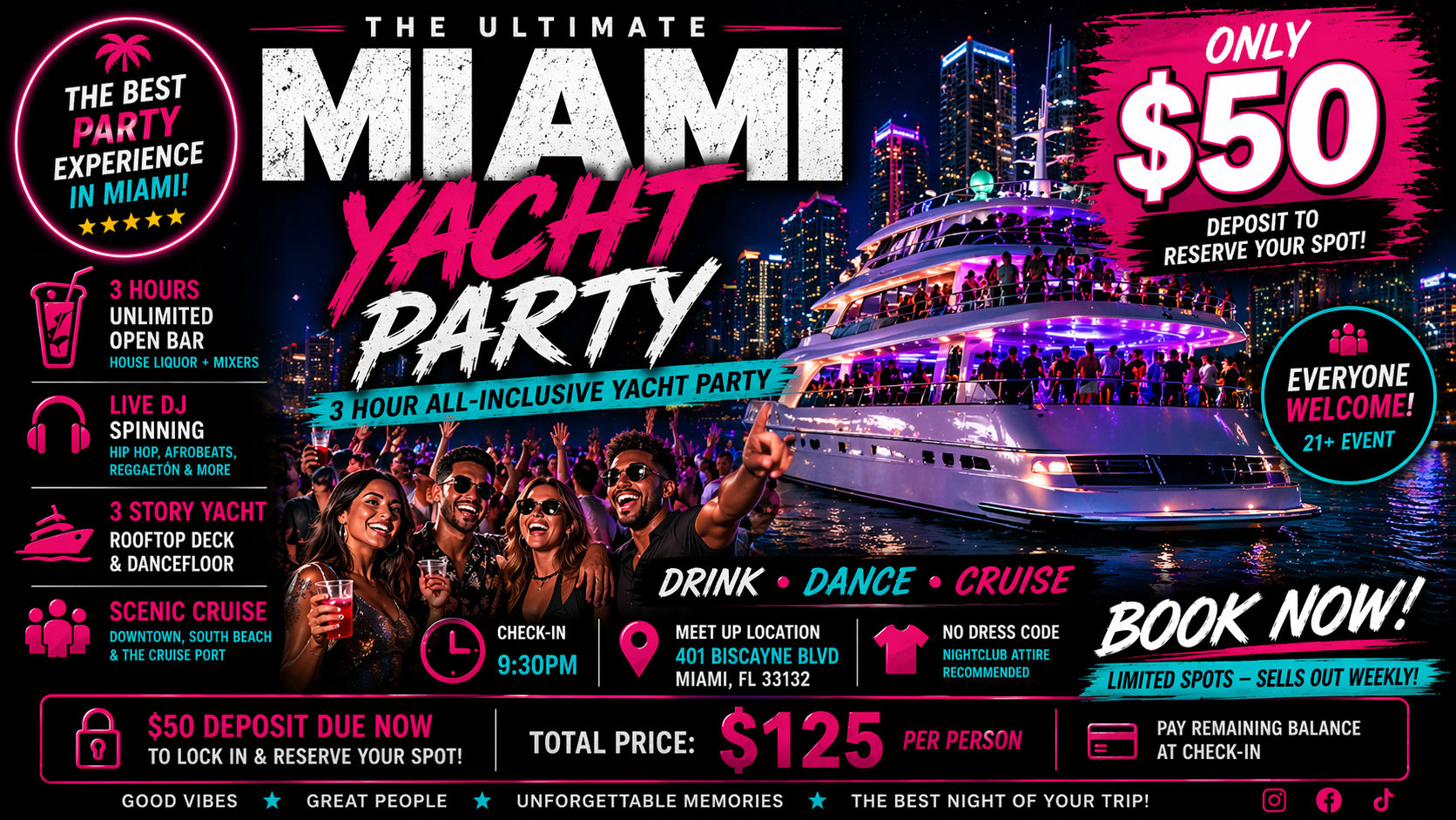 3-Hour Hip Hop Booze Cruise with Open Bar Included image 1