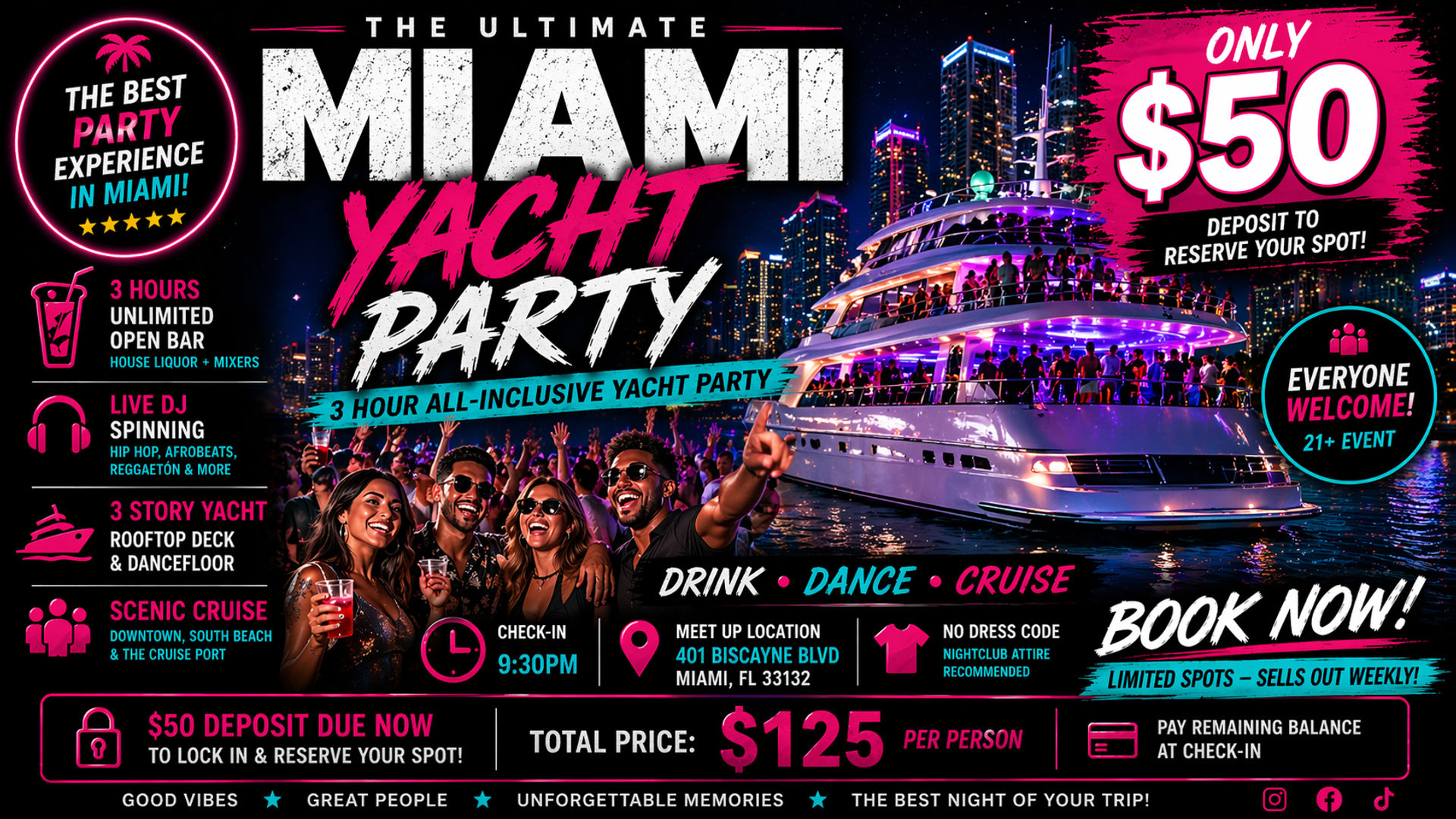 Miami Hip Hop Booze Cruise with 3-Hour Open Bar image 1
