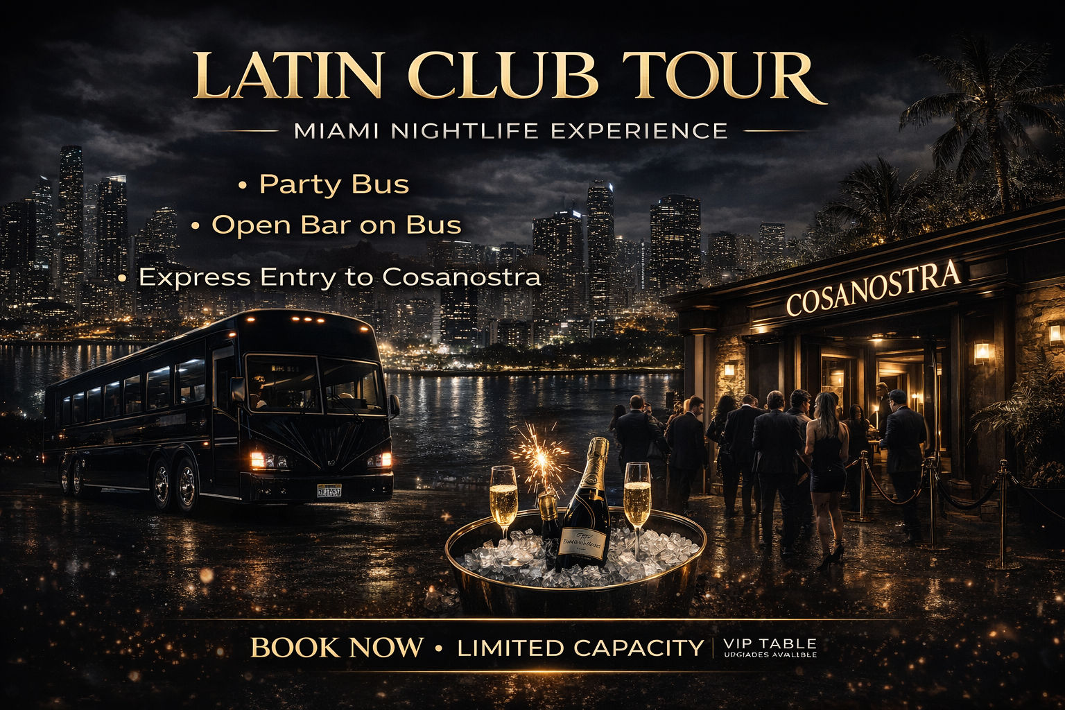 Miami Latin Party Bus + Nightclub Experience with Open Bar Included image 1