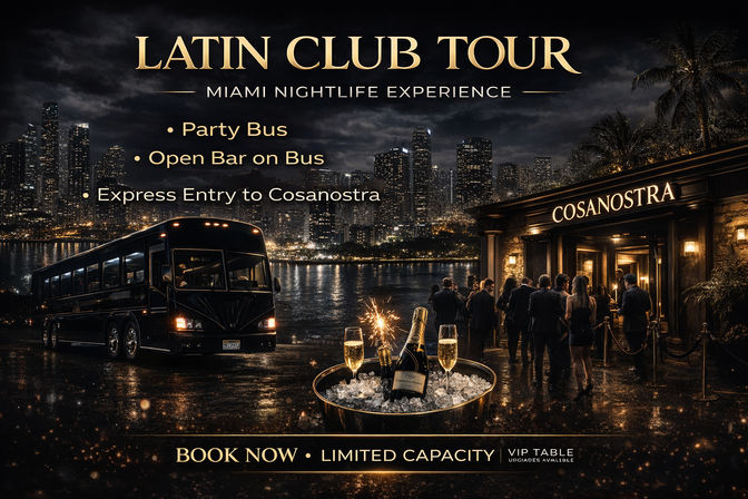 Miami Latin Party Bus + Nightclub Experience with Open Bar Included image 1