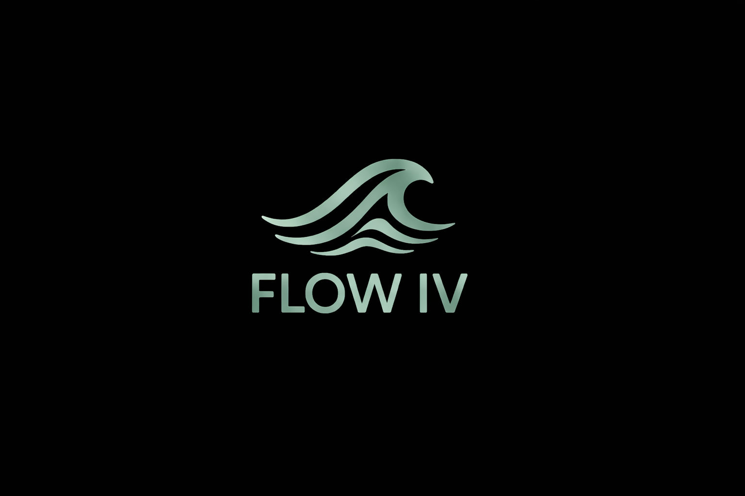 Teal stylized ocean wave logo with layered flowing swirls above bold text on a black background.
