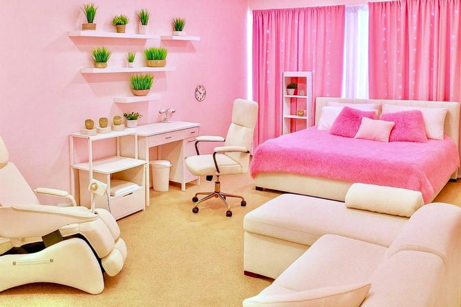 Pink Luxe Spa Retreat: TikTok House with Slide, Jacuzzi, & Stargazing Dome image 20
