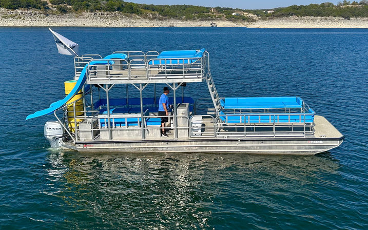 Blue 22 Passenger Double Decker with Dual Slides and Sun Beds image 3