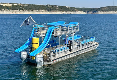 Blue 22 Passenger Double Decker with Dual Slides and Sun Beds image