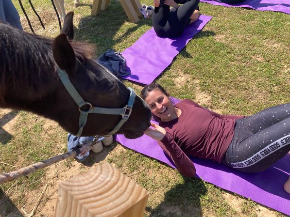Horse Yoga on the Farm with Optional Hat Bar Experience image 3