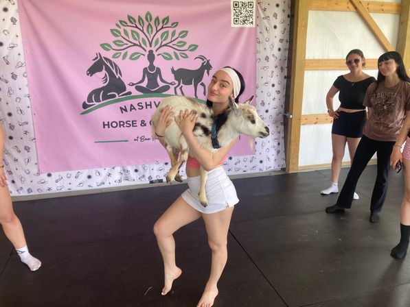 Goat Yoga Group Class on the Farm at Nashville Horse and Goat Yoga + Hat Bar Add-On image 76