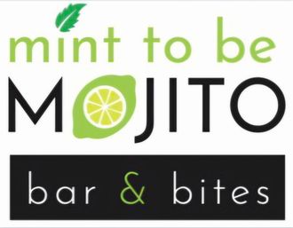 Playful green-and-black logo showing a mint leaf and lime slice forming the 'O' in MOJITO, with 'bar & bites' below — mojito-themed cocktail bar and snack spot.
