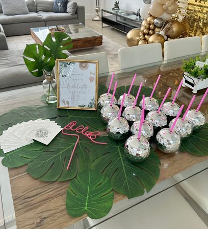 Bachelorette Airbnb Decor with Backdrops, Balloon Garlands, Bride Room, Fridge Stocking image 6