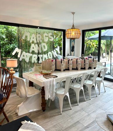 Bachelorette Airbnb Decor with Backdrops, Balloon Garlands, Bride Room, Fridge Stocking image 29