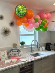 Bachelorette Airbnb Decor with Backdrops, Balloon Garlands, Bride Room, Fridge Stocking image 39