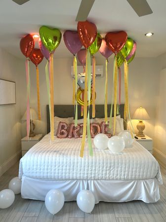 Bachelorette Airbnb Decor with Backdrops, Balloon Garlands, Bride Room, Fridge Stocking image 40