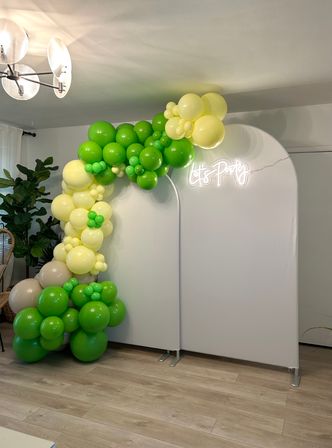 Beautiful Airbnb Decor with Backdrops, Balloon Garlands, Bride Room, Fridge Stocking image 39