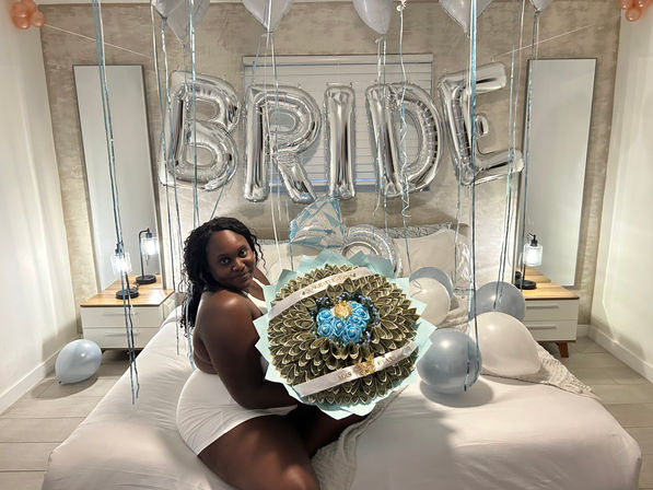 Bachelorette Airbnb Decor with Backdrops, Balloon Garlands, Bride Room, Fridge Stocking image 76