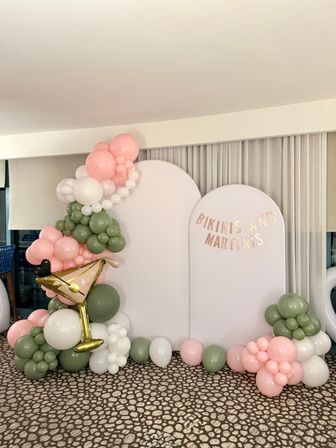 Bachelorette Airbnb Decor with Backdrops, Balloon Garlands, Bride Room, Fridge Stocking image 20