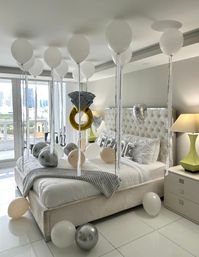 Beautiful Airbnb Decor with Backdrops, Balloon Garlands, Bride Room, Fridge Stocking image 35