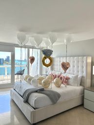 Bachelorette Airbnb Decor with Backdrops, Balloon Garlands, Bride Room, Fridge Stocking image 64