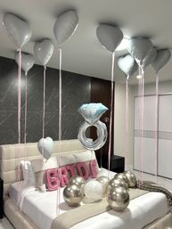 Bachelorette Airbnb Decor with Backdrops, Balloon Garlands, Bride Room, Fridge Stocking image 56