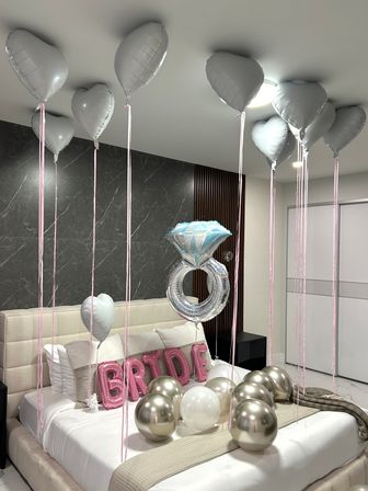 Bachelorette Airbnb Decor with Backdrops, Balloon Garlands, Bride Room, Fridge Stocking image 56