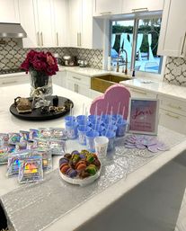 Beautiful Airbnb Decor with Backdrops, Balloon Garlands, Bride Room, Fridge Stocking image 34