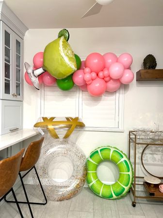 Bachelorette Airbnb Decor with Backdrops, Balloon Garlands, Bride Room, Fridge Stocking image 16