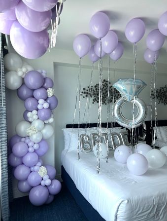 Beautiful Airbnb Decor with Backdrops, Balloon Garlands, Bride Room, Fridge Stocking image 9