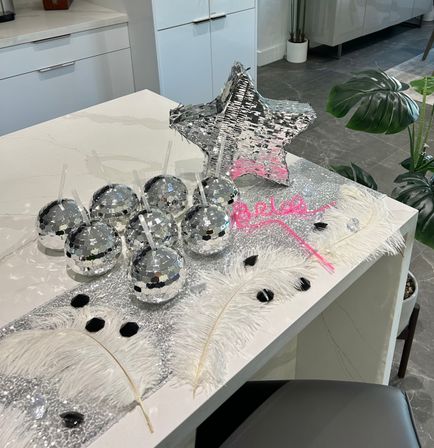 Beautiful Airbnb Decor with Backdrops, Balloon Garlands, Bride Room, Fridge Stocking image 13