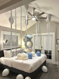 Bachelorette Airbnb Decor with Backdrops, Balloon Garlands, Bride Room, Fridge Stocking image 50