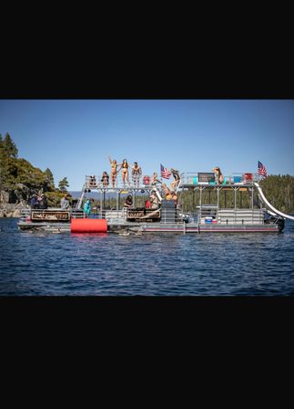 30ft Double Decker Party Pontoon with Waterslides! image 13