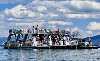 30ft Double Decker Party Pontoon with Waterslides! image 5
