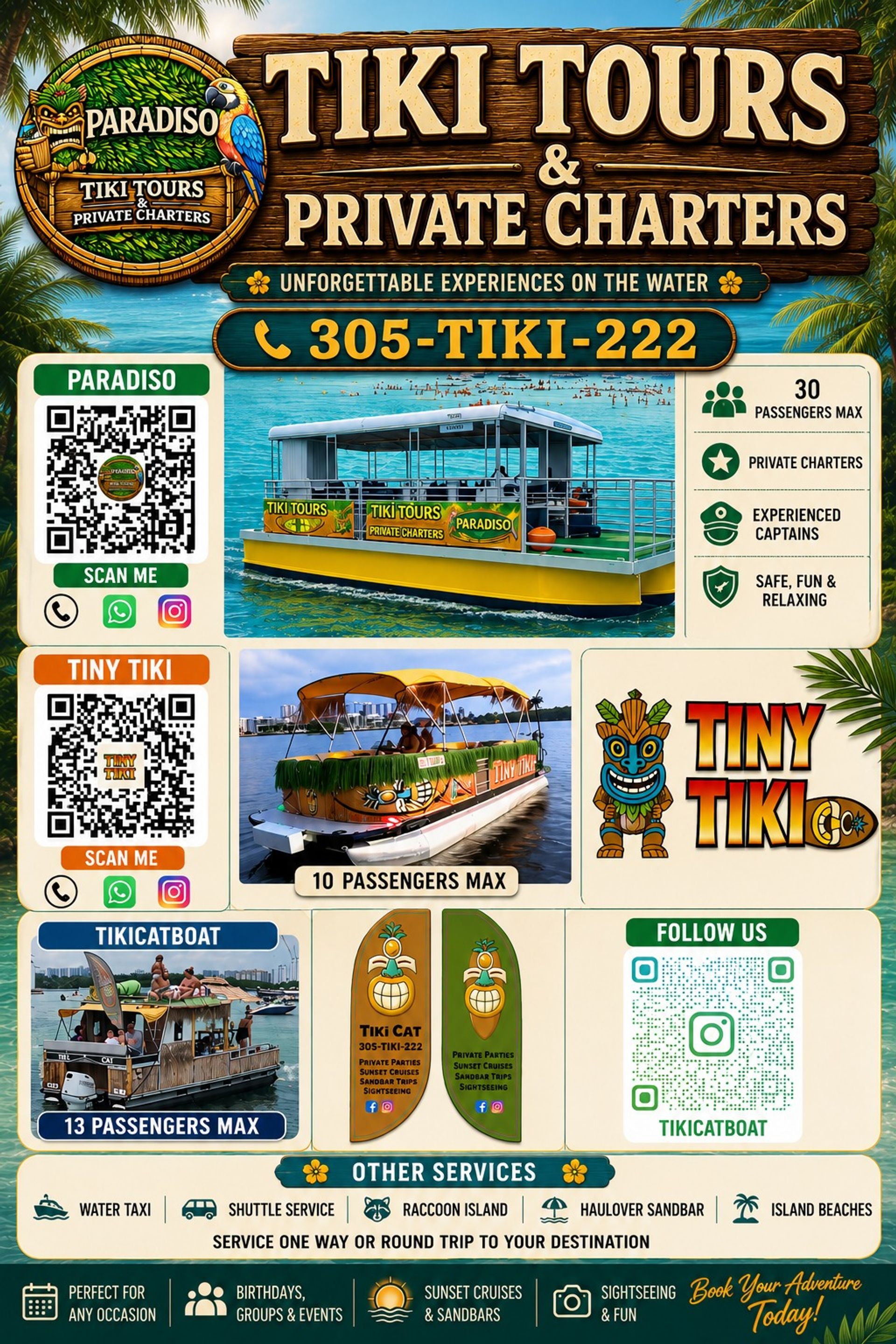 Paradiso Tiki Tours — Miami's Only BYOB Tiki Boat Cruise to Haulover Sandbar & Raccoon Island image 1