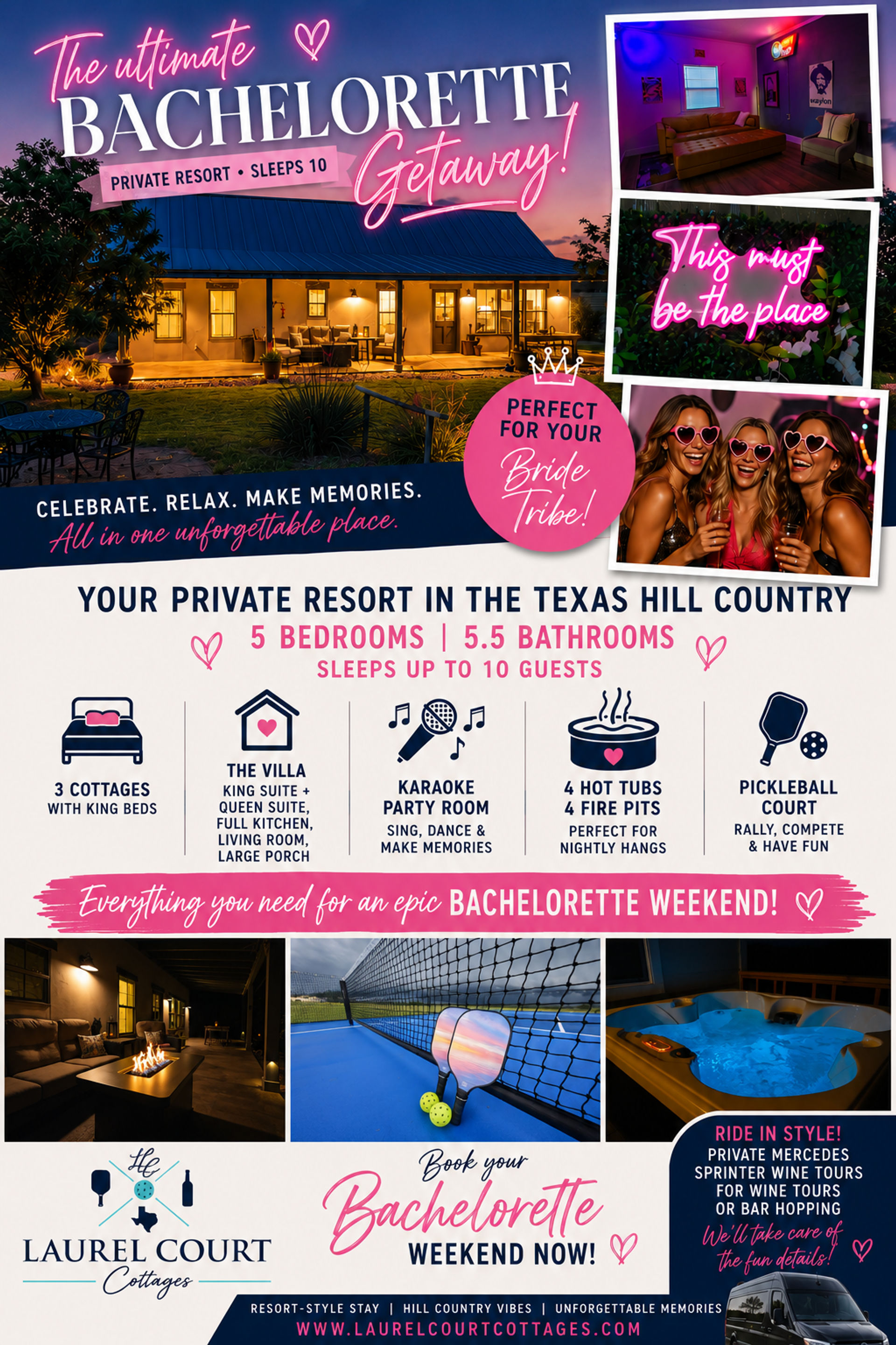 Laurel Court Cottages: Hot Tubs, Firepits, Pickleball, Party Room image 1