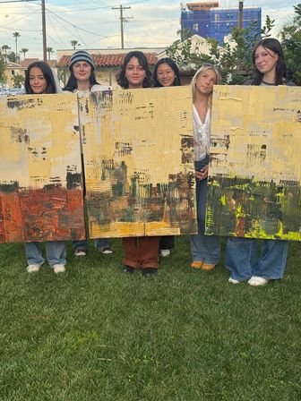 Group Painting Party: 6 friends create a giant piece of art for the bride image 1