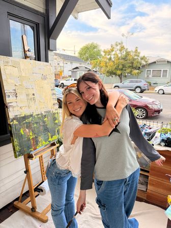 Group Painting Party: 6 friends create a giant piece of art for the bride image 9