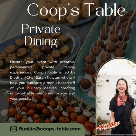 Private dining event catering scene with appetizer platters of meatball skewers and tomato‑mozzarella bites, smiling server holding a tray and promotional overlay text.